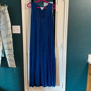 North Style indigo blue denim dress mid-calf length